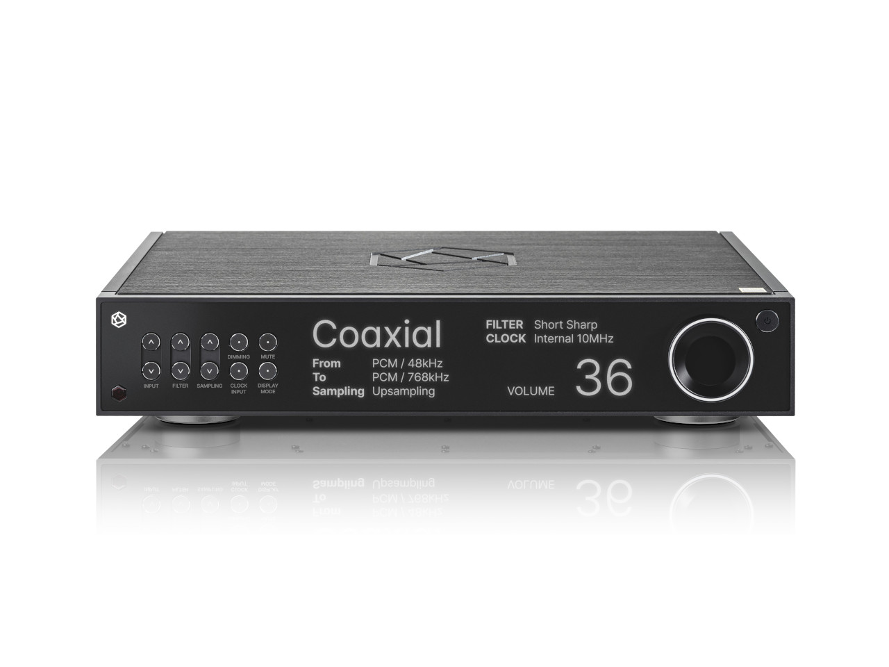 Koaxial, HiFi-Verstärker, Rackmontage, Schwarz, Lautstärke 36