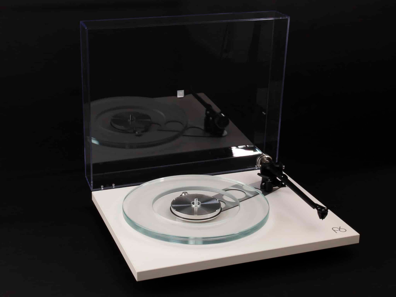 turntable, Schallplatte, Glas-Platte, weiße Basis, Tonarm