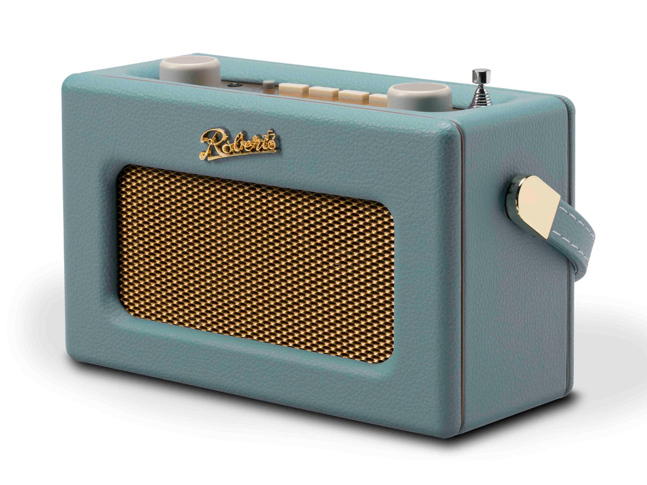 tragbarer Lautsprecher, Bluetooth-Lautsprecher, Teal-Farbe, goldenes Gitter, Ledertextur