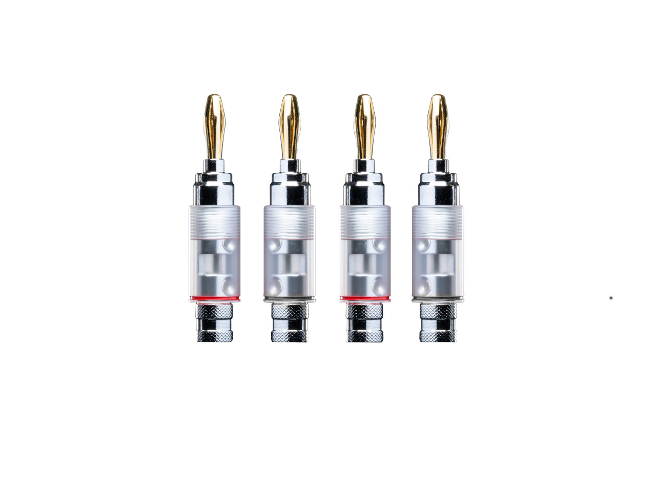 4x Banana-Stecker, Goldener Stecker, Silberner Körper, Elektronikstecker, Inline-Stecker