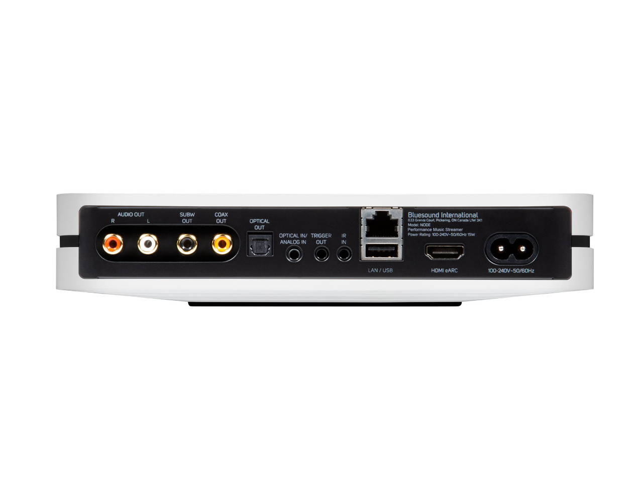 audio out, koax out, optical out, lan port, power input
