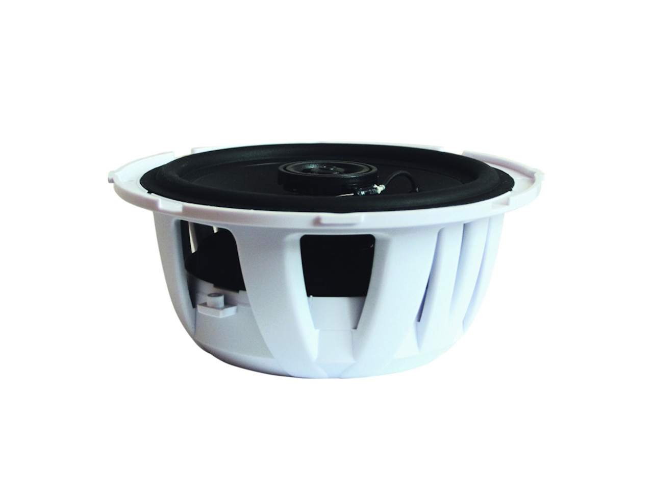 Lautsprecher, Subwoofer, Autoqualität, weiße Gehäuse, runder Form