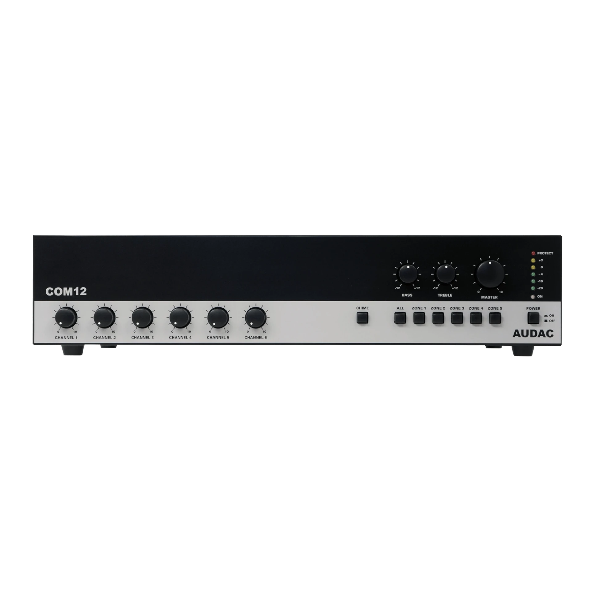 Hifi-Verstärker, Kanalzüge, Knöpfe, Audac, Rackmontierbar