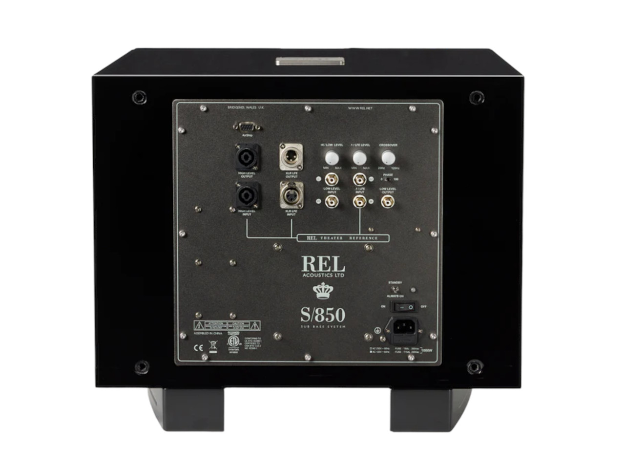 subwoofer, bass system, R.E.L. acoustics, S/850, Rückseite Anschlüsse