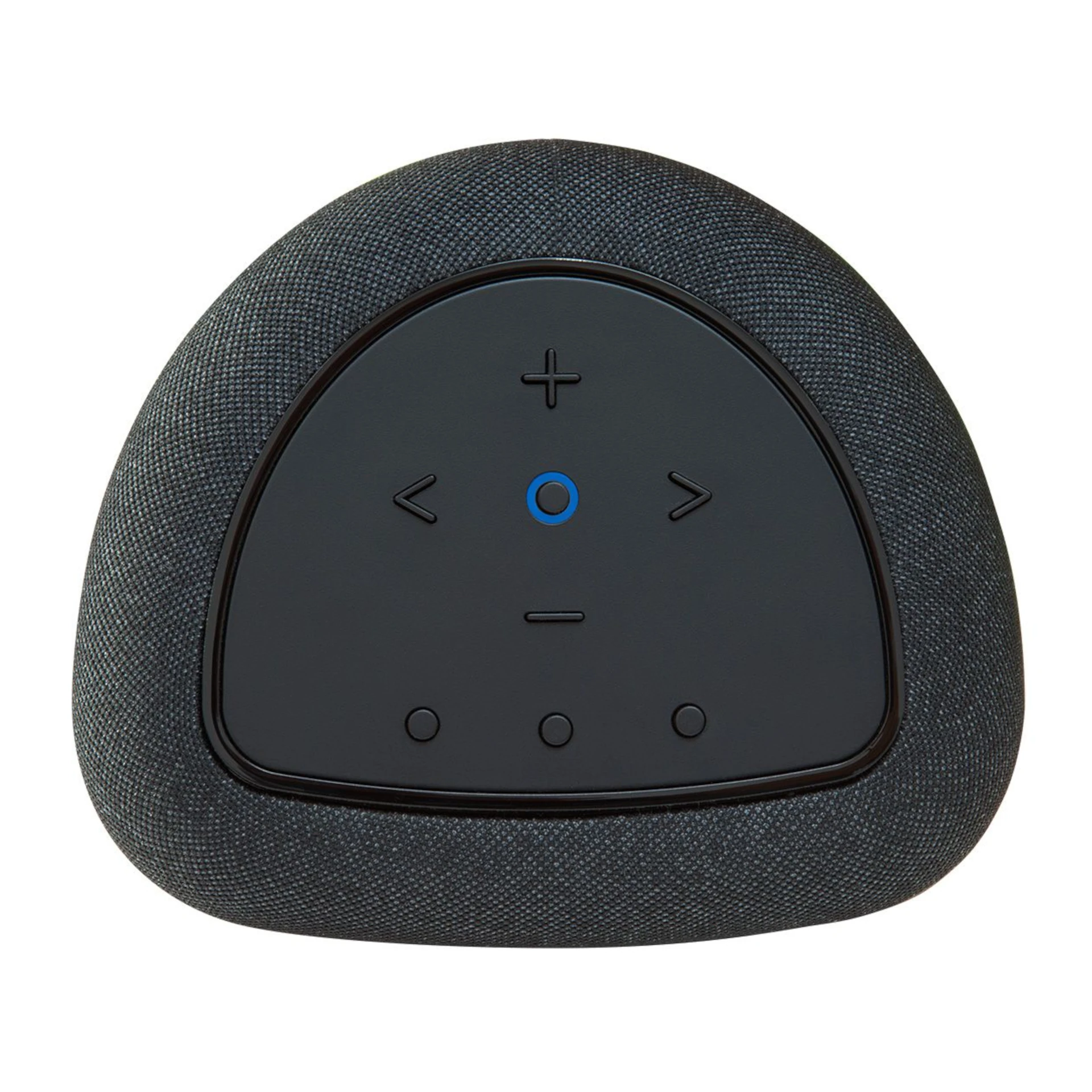 Smart speaker, Dreieckige Form, Stoffbezug, integrierte Mikrofone, Bedienungstasten