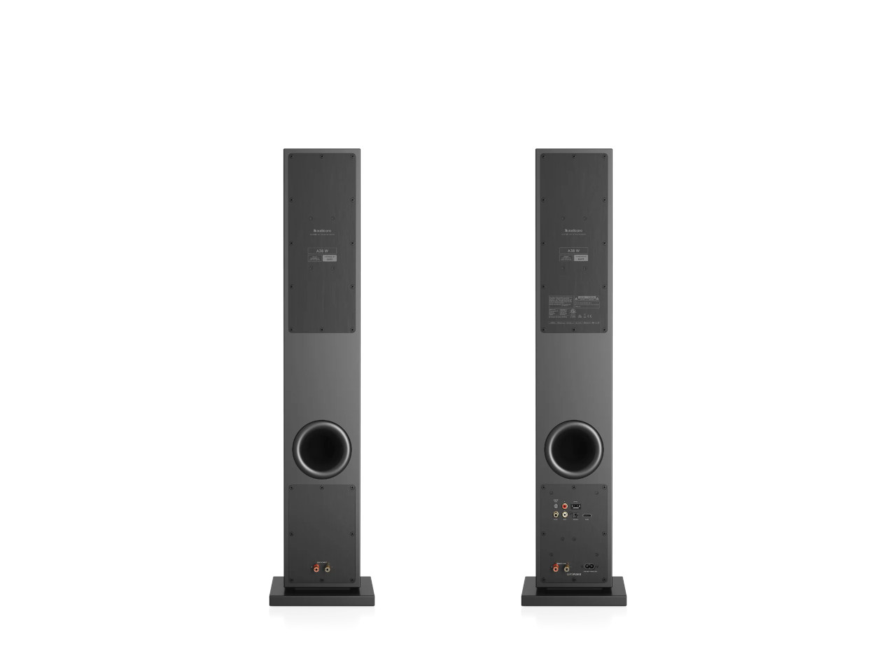 Lautsprecher, Standlautsprecher, Schwarz, Kabelanschlüsse, Tieftöner