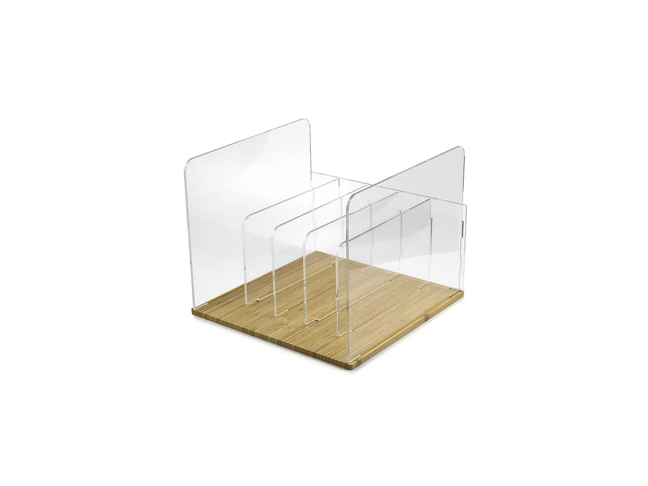Schreibtisch-Organizer, Acryl, Bambusboden, transparent, Fächer