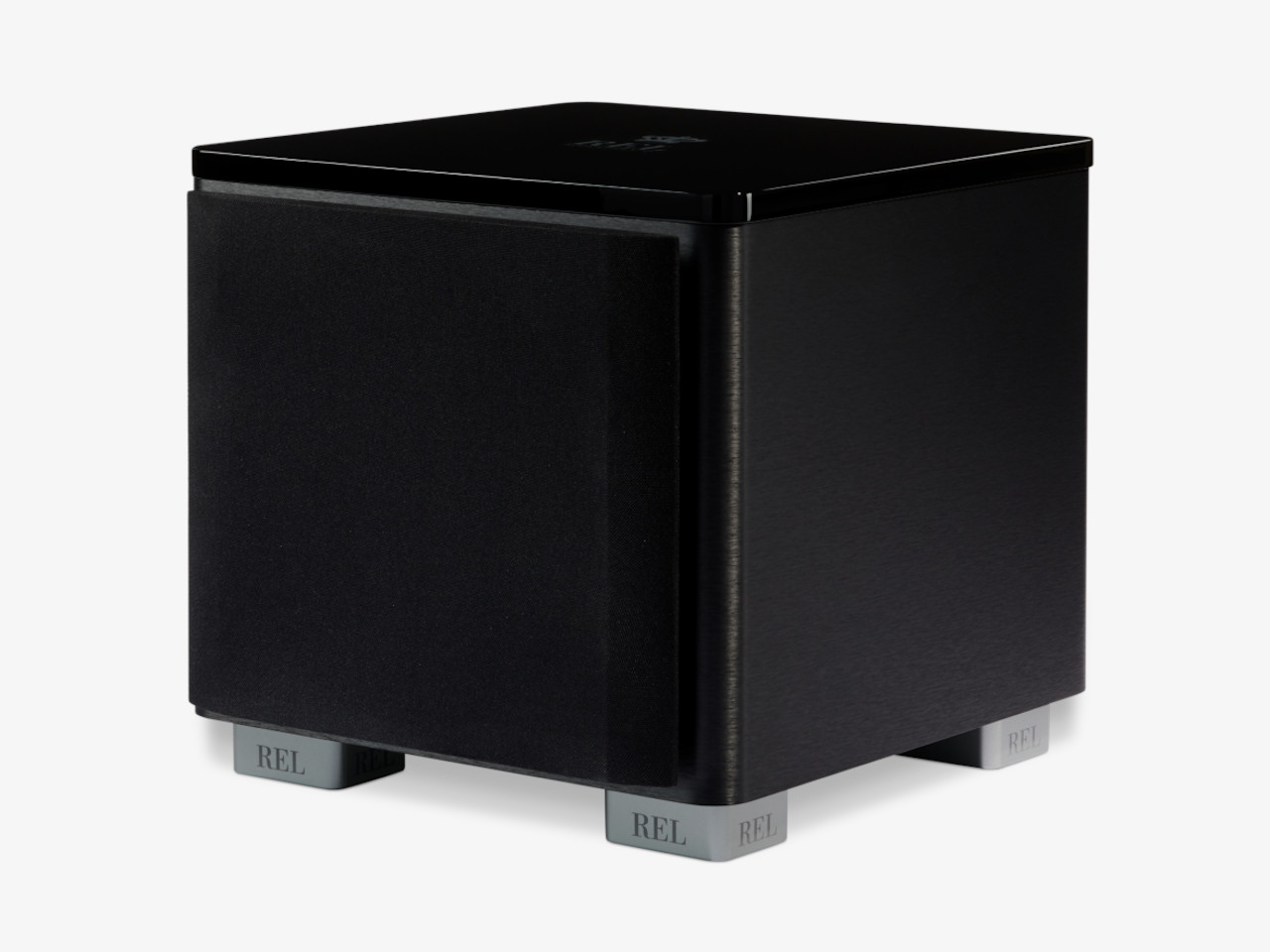 subwoofer, schwarz, quader, lautsprecher, stoffgitter