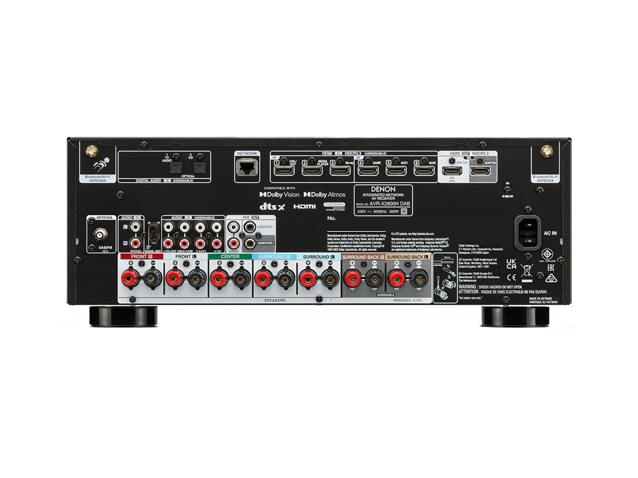 AV-Empfänger, Rückseite, Audio/Video Anschlüsse, HDMI, Lautsprecher-Ausgänge