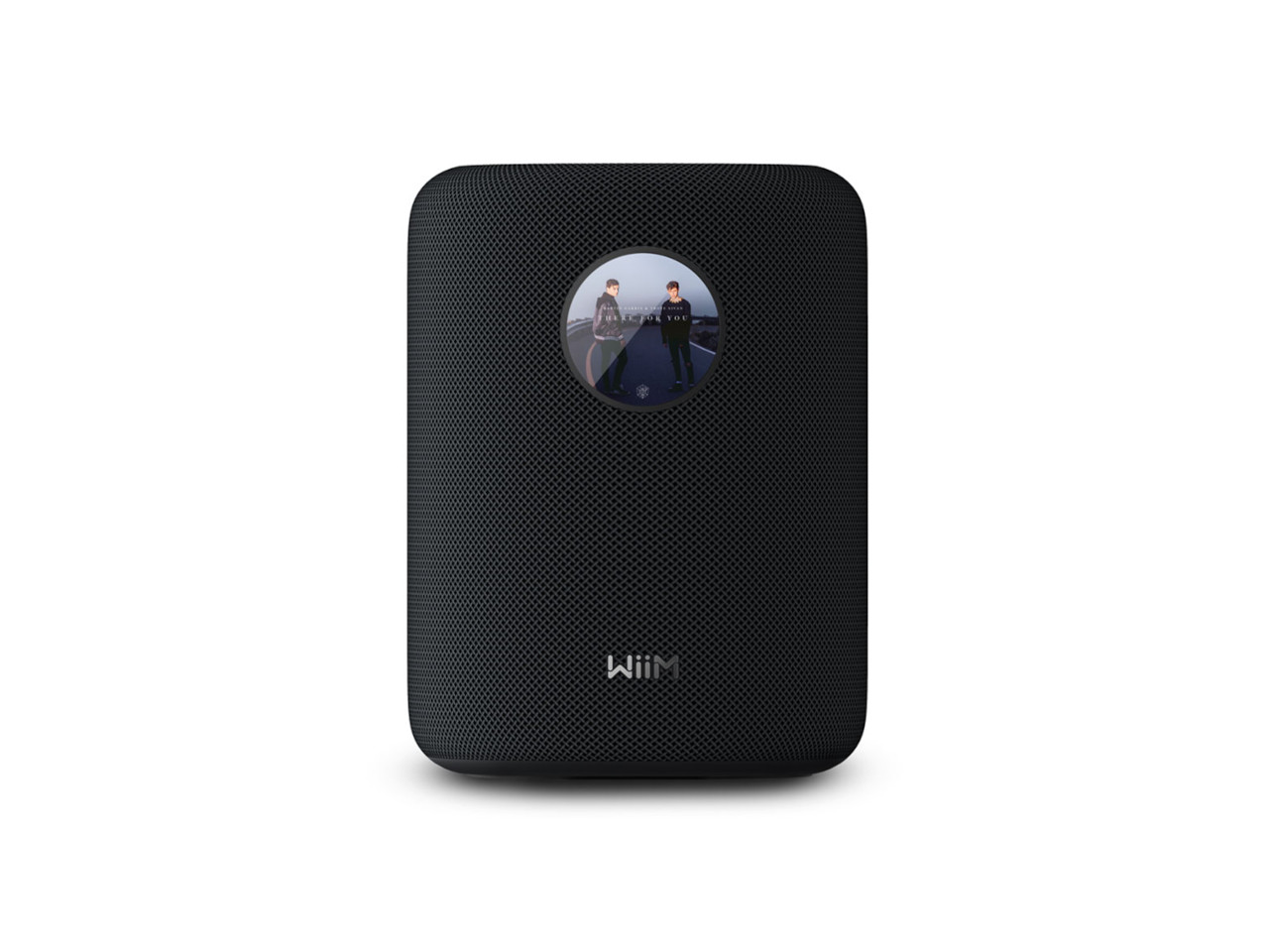 Smart speaker, Mesh texture, Schwarz, Rundes Emblem, Kompakte Bauform