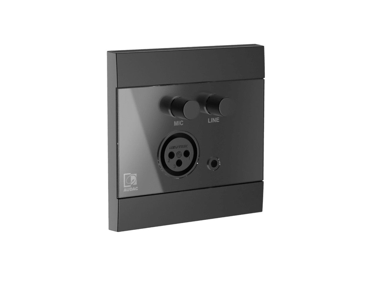 audio interface, Mikrofoneingang, Line-Eingang, XLR-Anschluss, schwarze Wandplatte