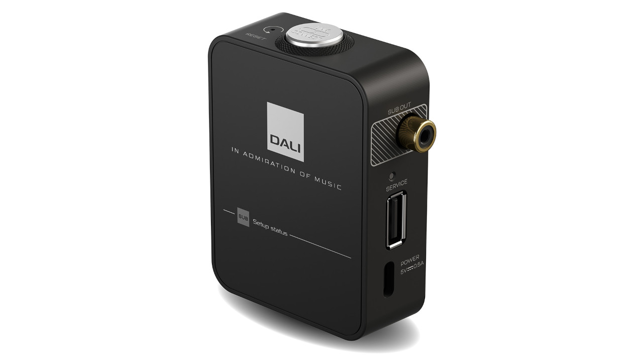Kompakt-Audio-Adapter, Subwoofer-Ausgang, 5V Power, USB-Port, Logoprint DALI