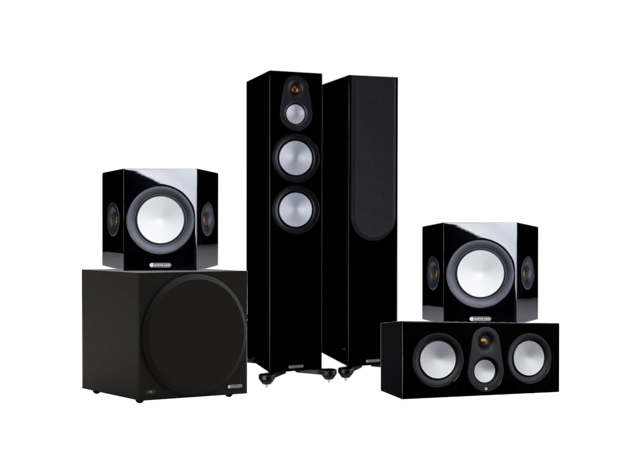 lautsprecher, 5.1 system, hifi, subwoofer, satellitenlautsprecher