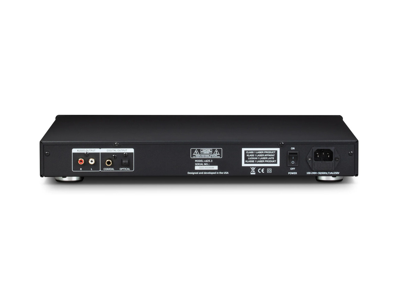CD/DVD-Player Rückseite, RCA Audioausgänge, digitale Ausgänge, Koaxial, Optisch