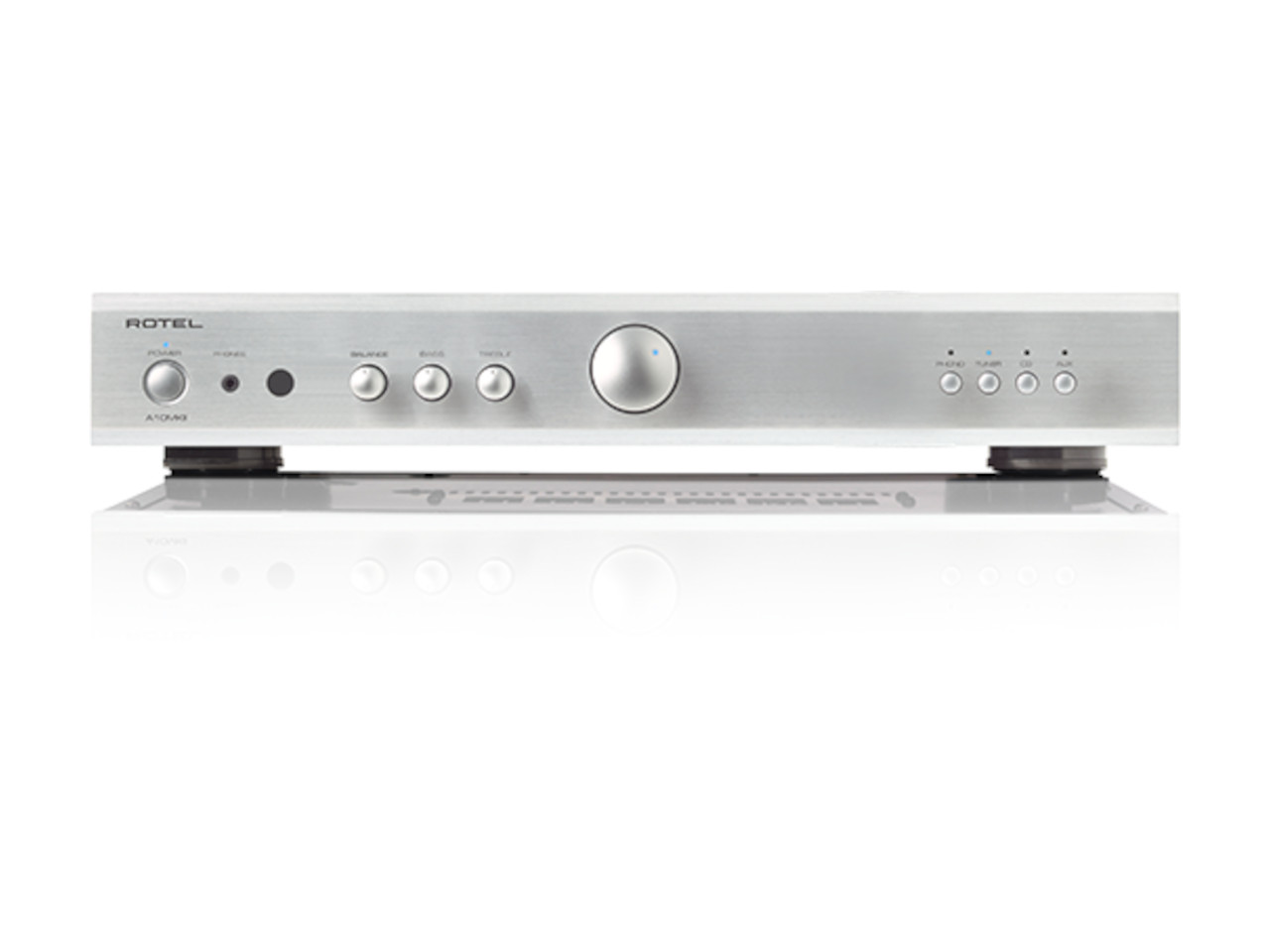 Hi-Fi-Empfänger, Stereo-Verstärker, Silbermetall, Bedienknöpfe, Frontblende