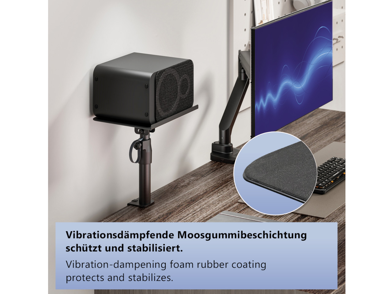 Vibrationsdämpfende Schaumstoffbeschichtung, Moosgummibeschichtung, Stabilisierung, Laptop-/Monitorständer, Kabelmanagement