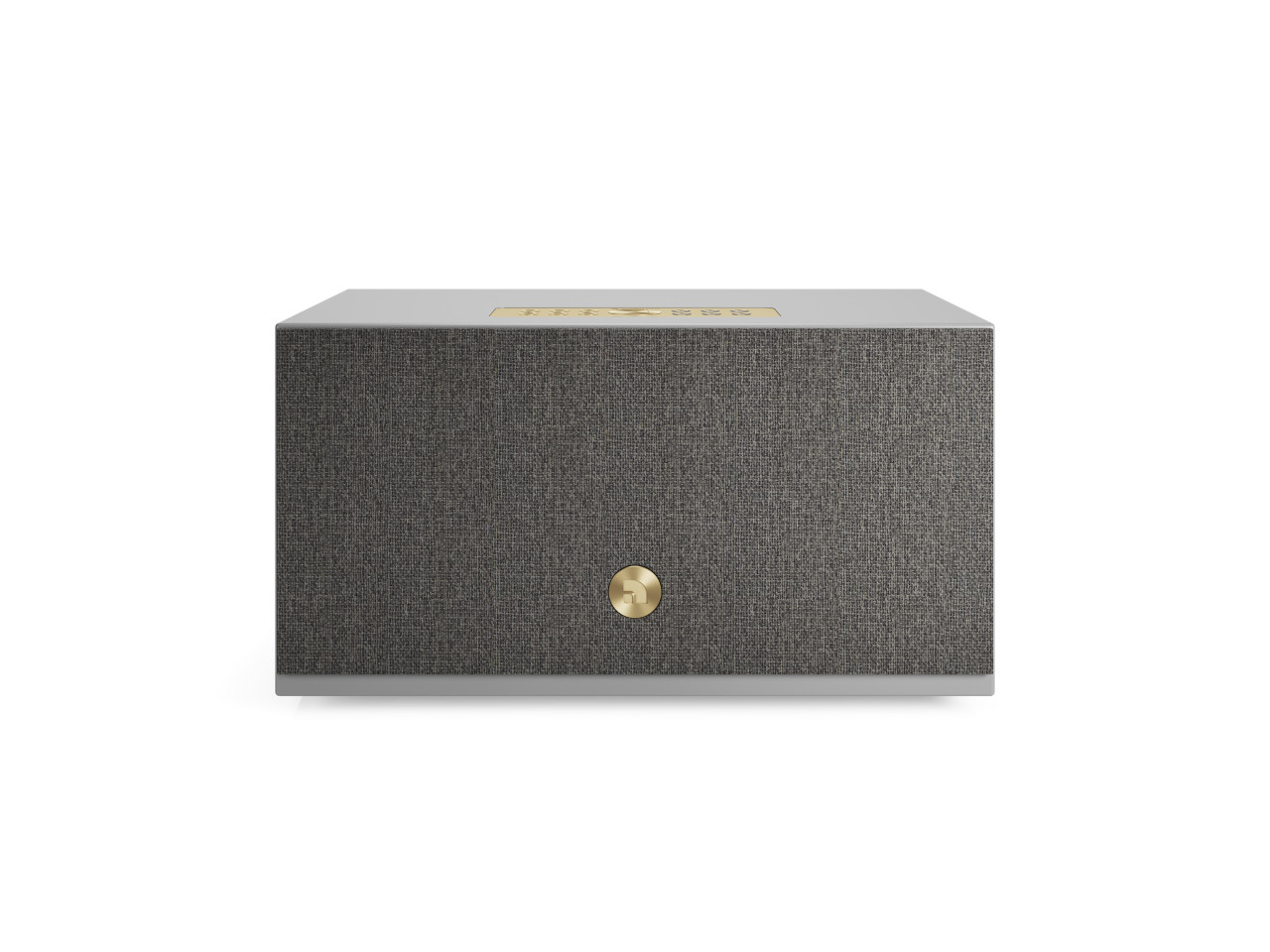 sprecher, audio, box, stoff, goldener knopf