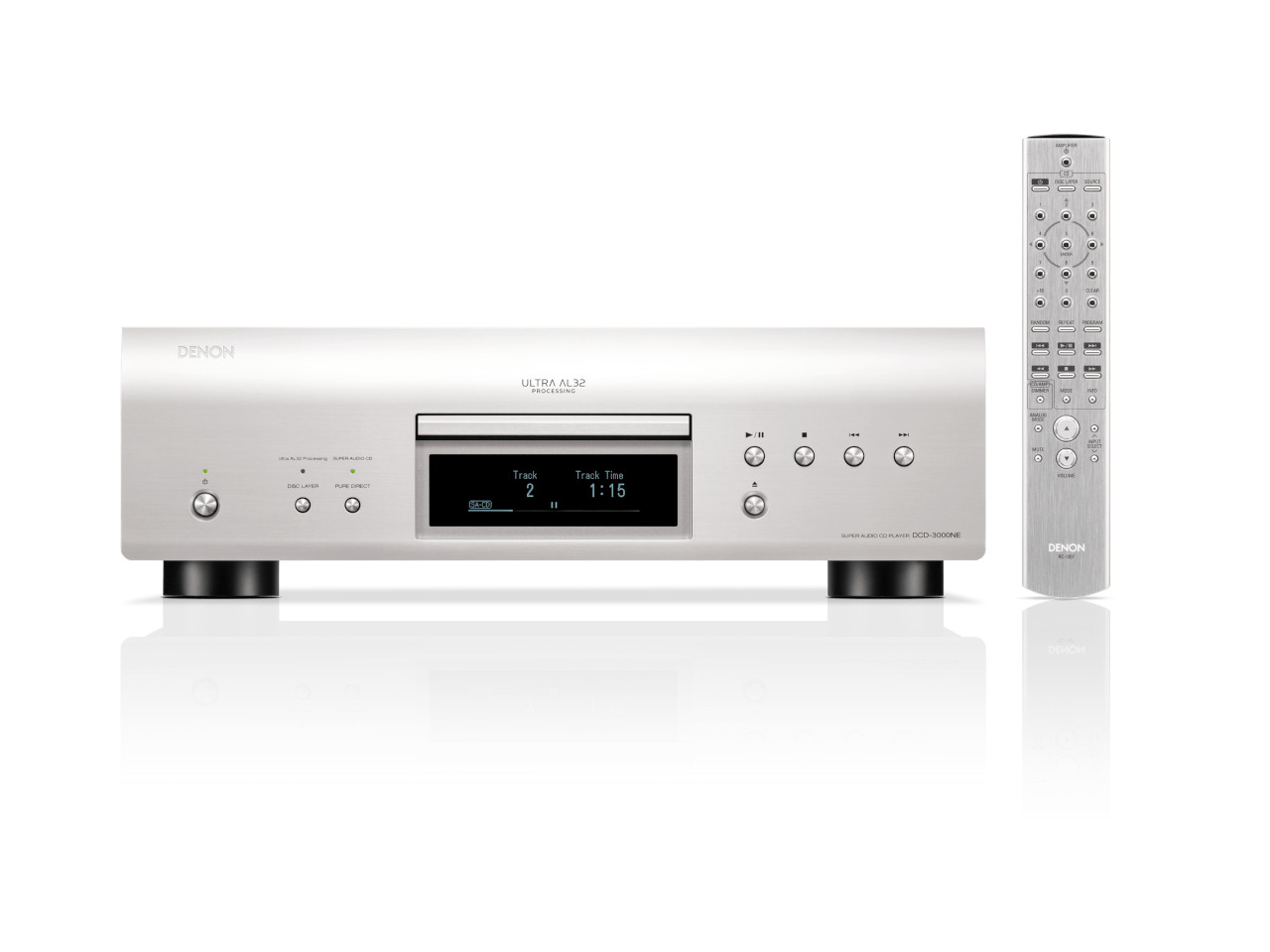 CD-Spieler, Hi-Fi-Komponente, Silberfinish, Fernbedienung, digitale Anzeige