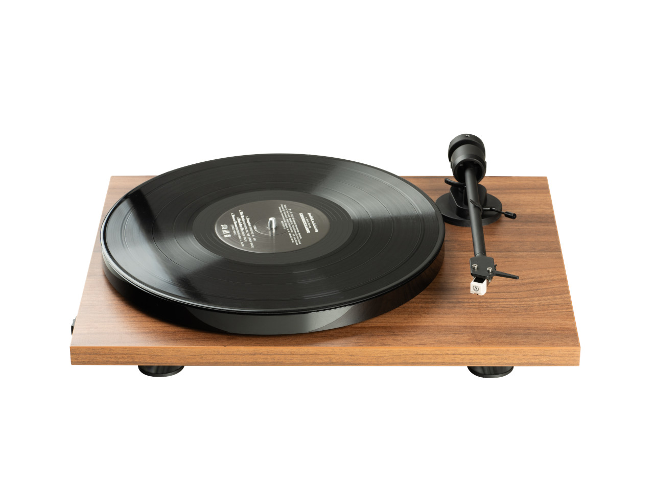 Plattenspieler, Schallplatte, Tonarm, Holzplatte, Plint
