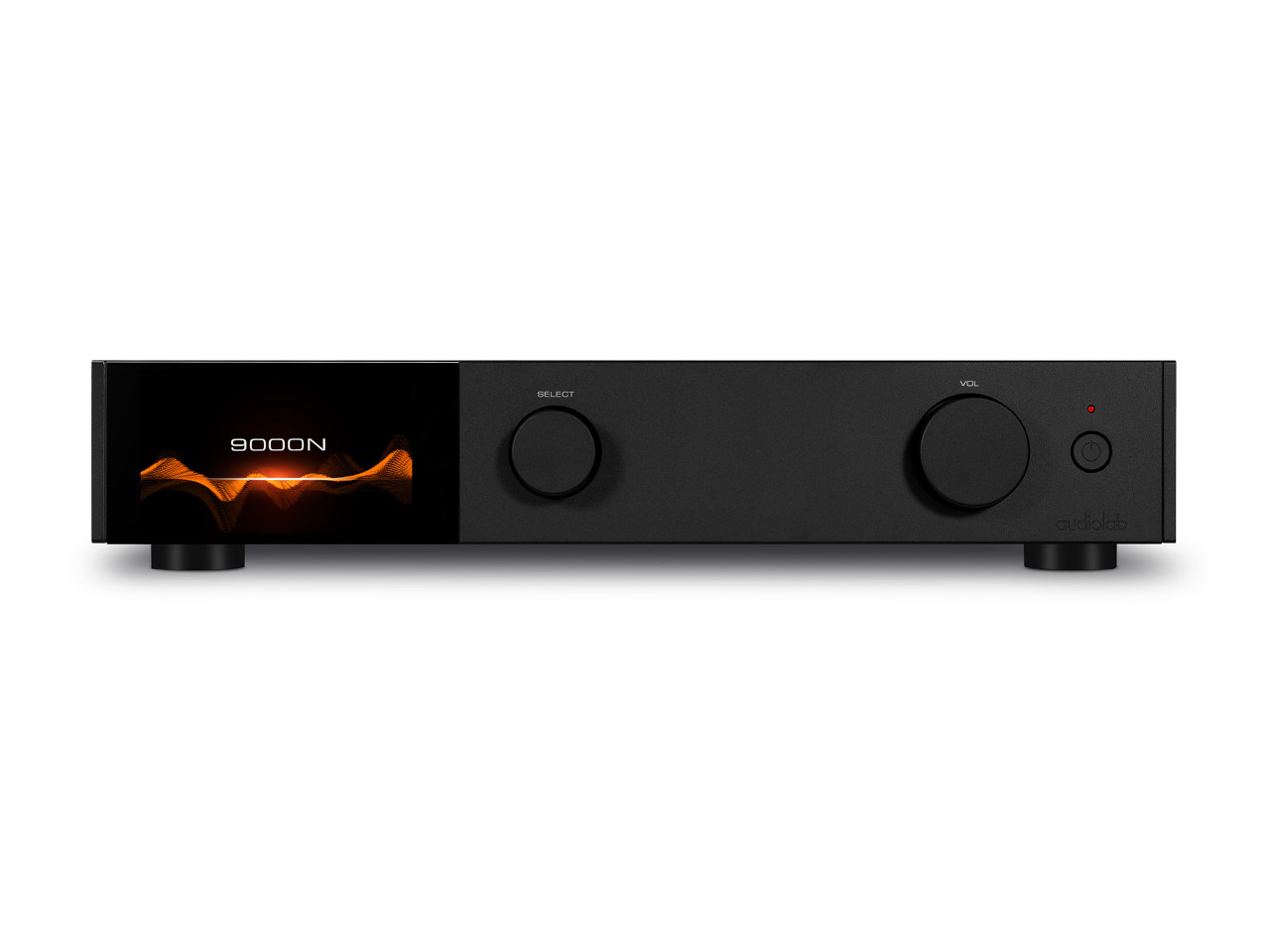 stereo, verstärker, vorderseite, digitalanzeige, schwarz