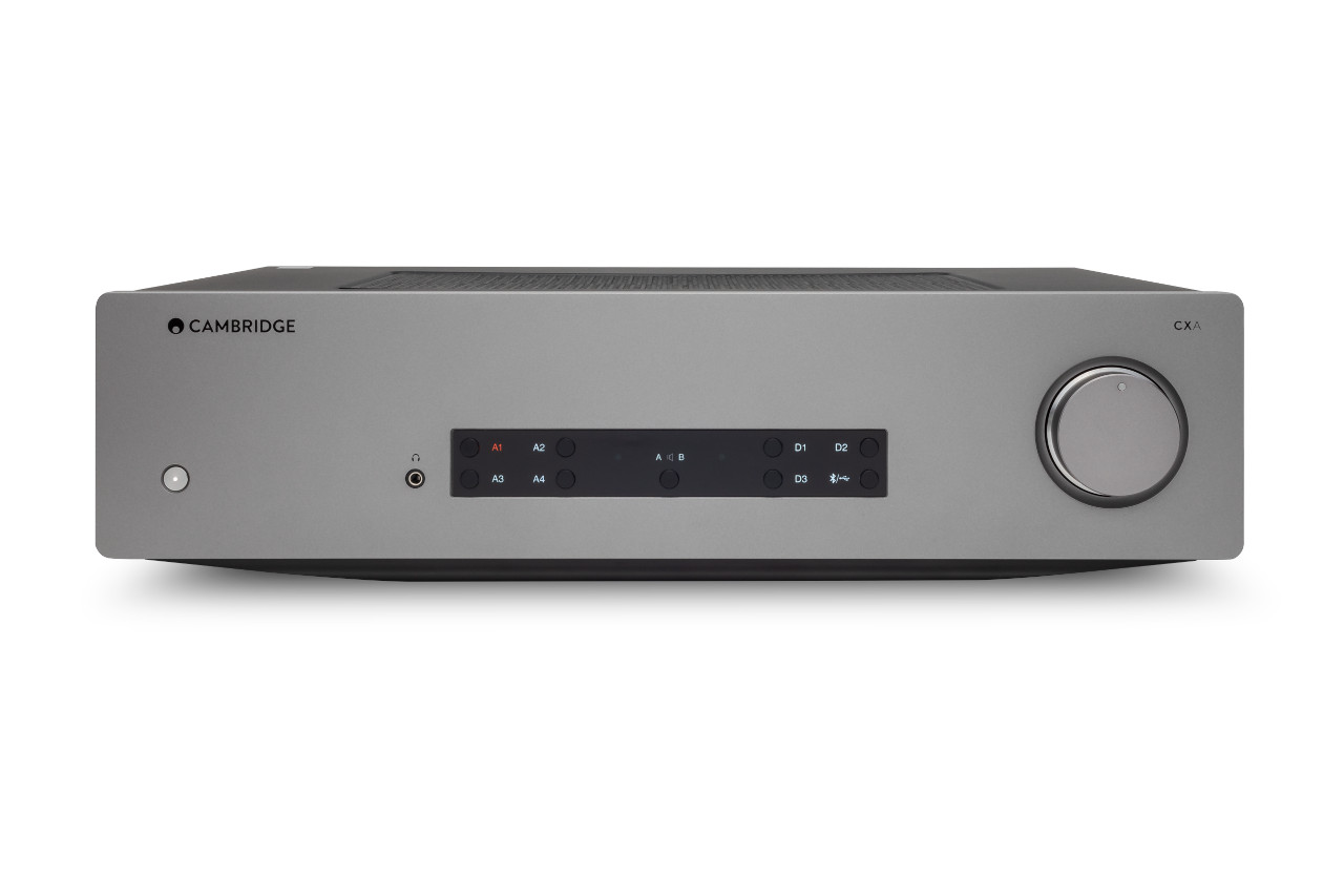 Hi-Fi Receiver, Audio Amplifier, Cambridge, silbernes Frontpanel, Bedienelement-Rad