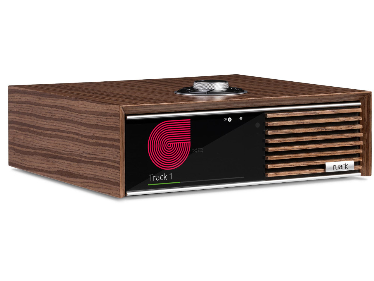 Holz-Holzgehäuse, Retro-Radio, Holzfinish, digitale Anzeige, Lamellengitter