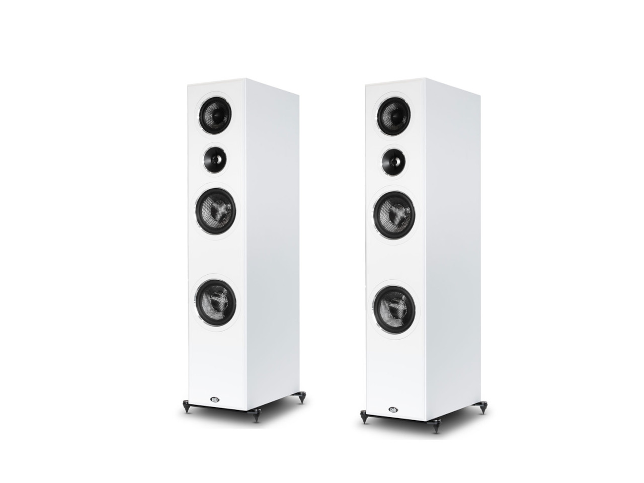Regalboxen, Standlautsprecher, 3-Wege, weiß, Kohle-Lä?
