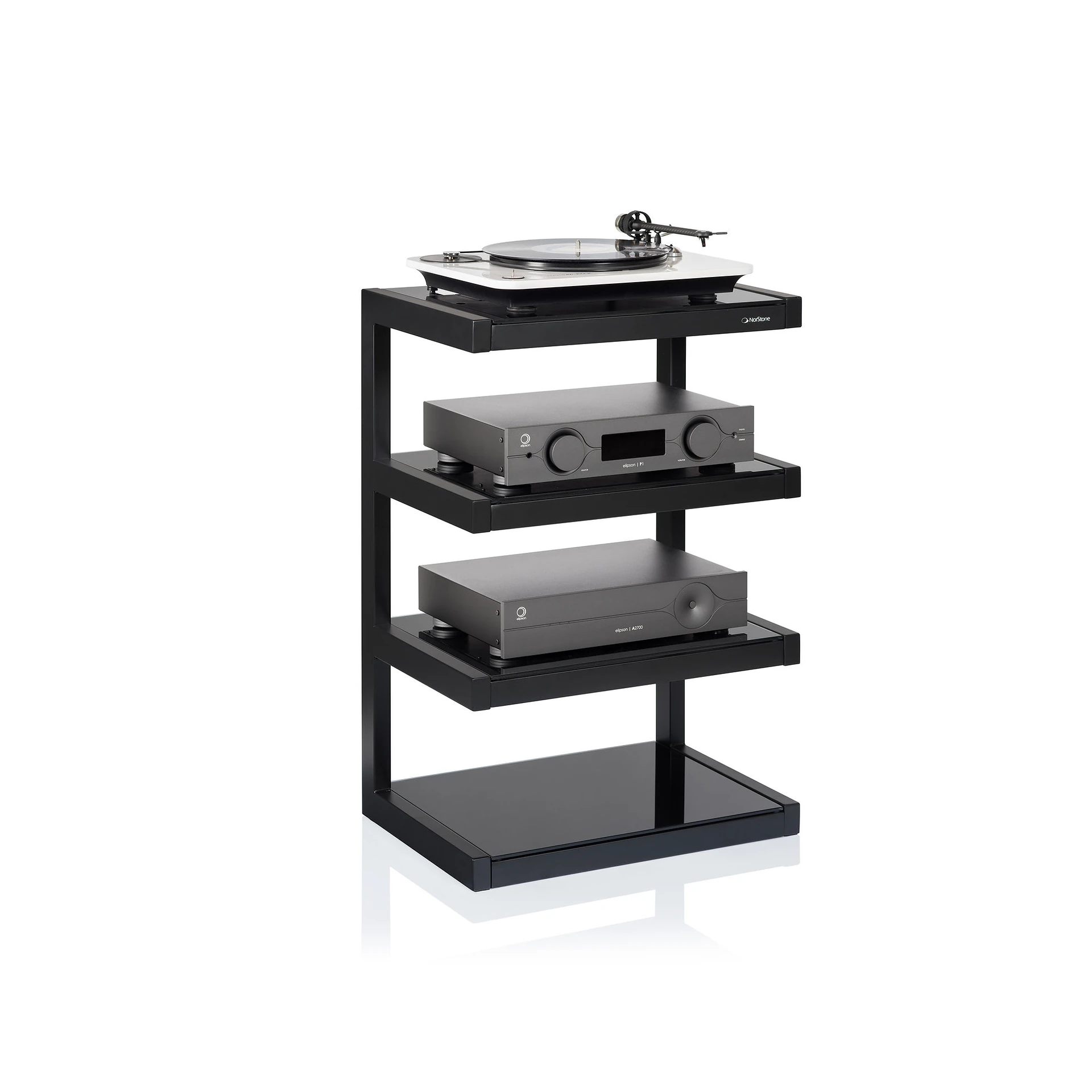 HiFi-Rack, Audio-Rack, Schwarz, Metallgestell, Mehrere Ablagen