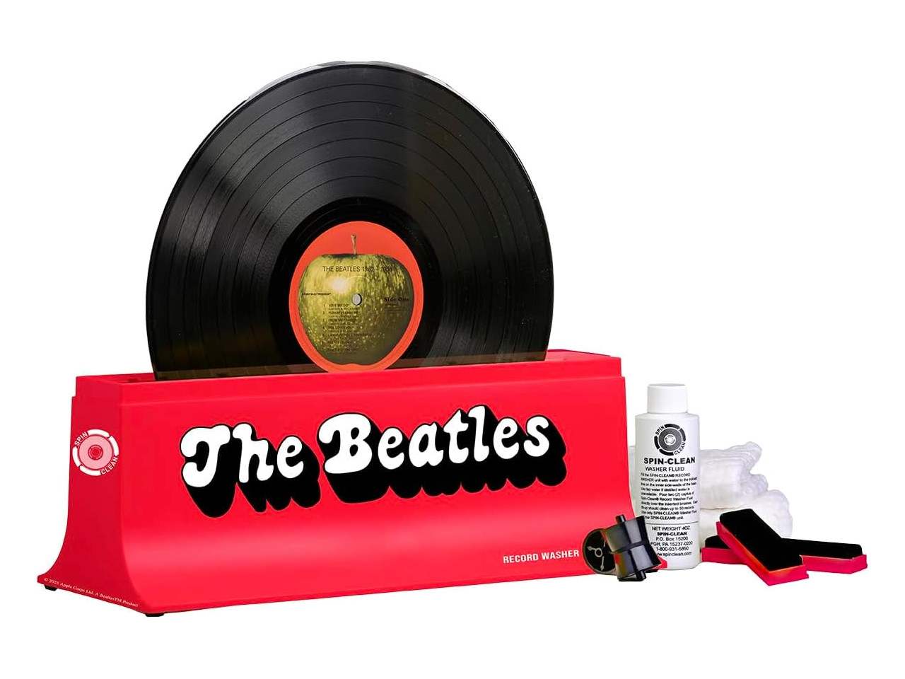 Vinylplatte, The Beatles, Schallplattenlager, rote Aufbewahrung, Waschset