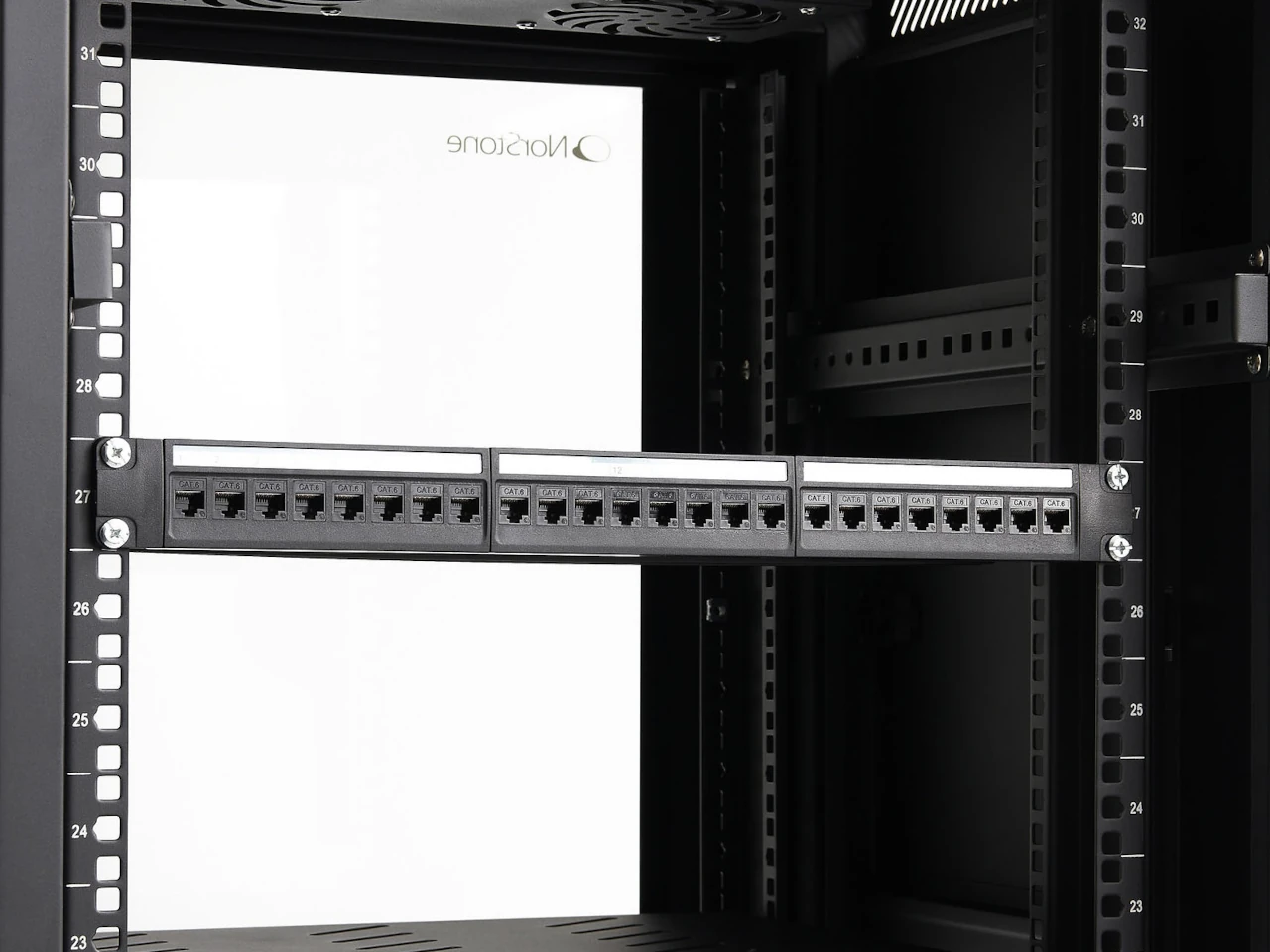 Rack, Netzwerk, Patchpanel, Server, Schrank