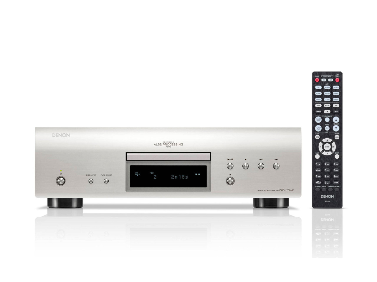 AV-Empfänger, Silber, Fernbedienung, digitales Display, Stereo-Verstärker