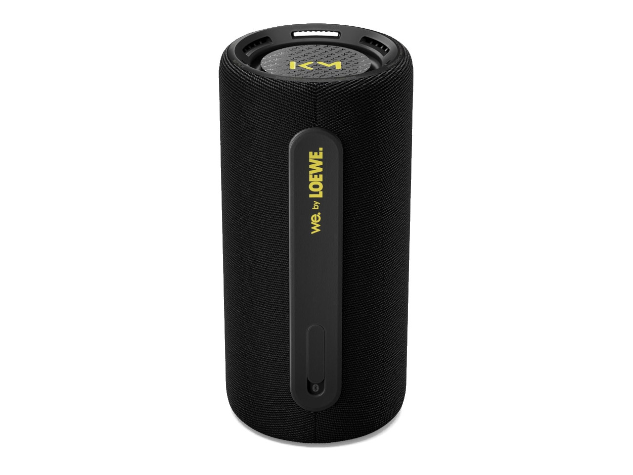 Bluetooth-Lautsprecher, Mesh-Gewebe, Schwarz, Zylindrische Form, Bedienleiste