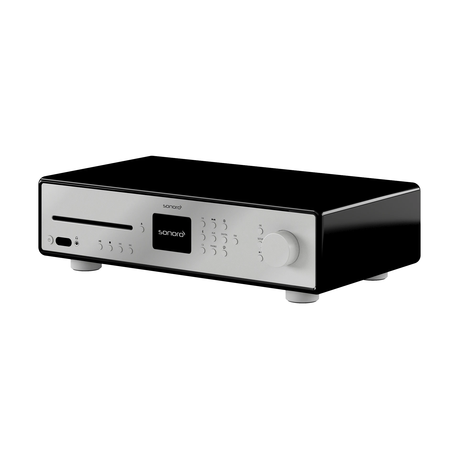 Hifi-Verstärker, Enthärt Extrem, Schwarz, Metallfront, Knöpfe, Display