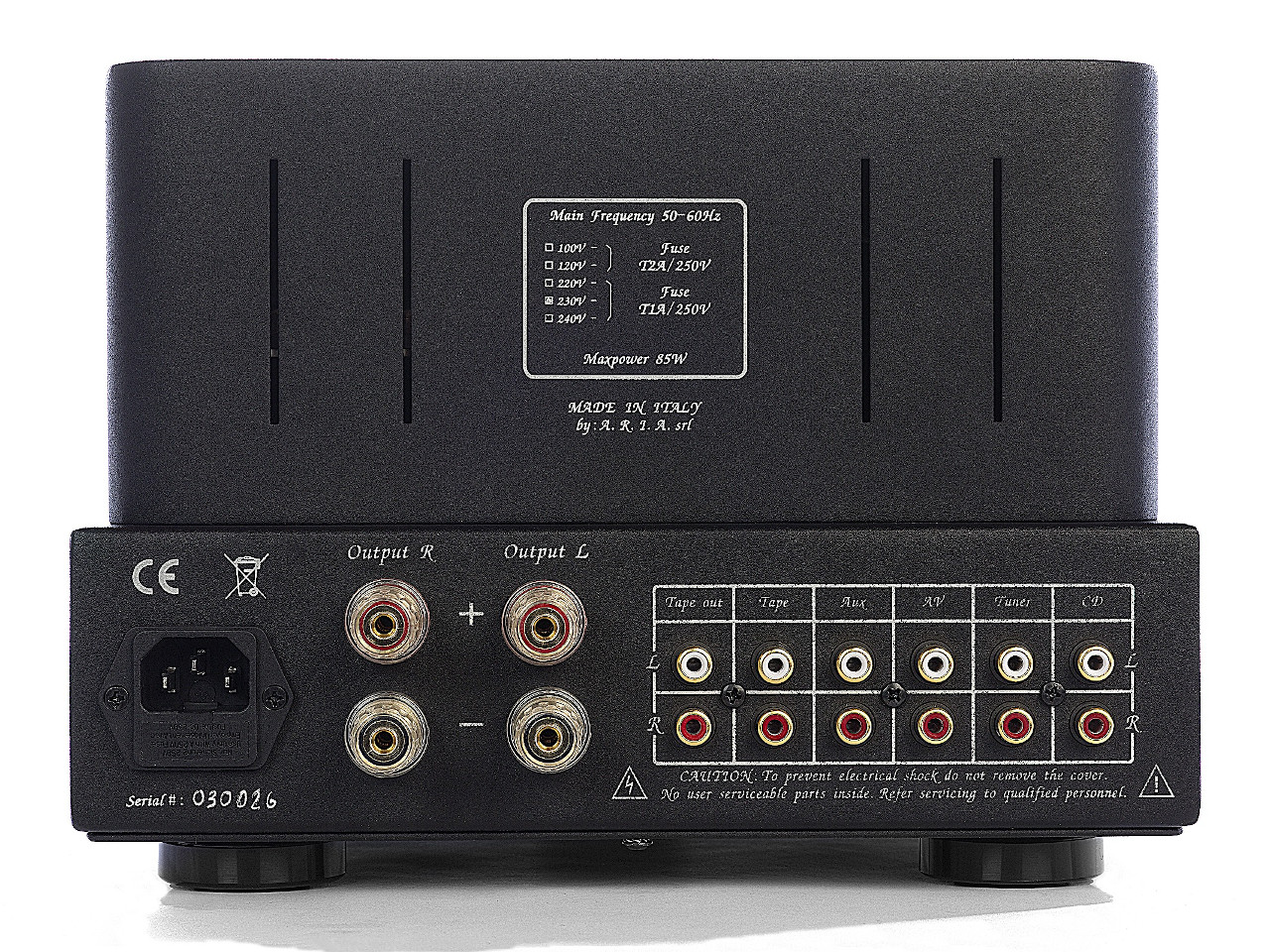 amplifier, audio, rear panel, connectors, stereo