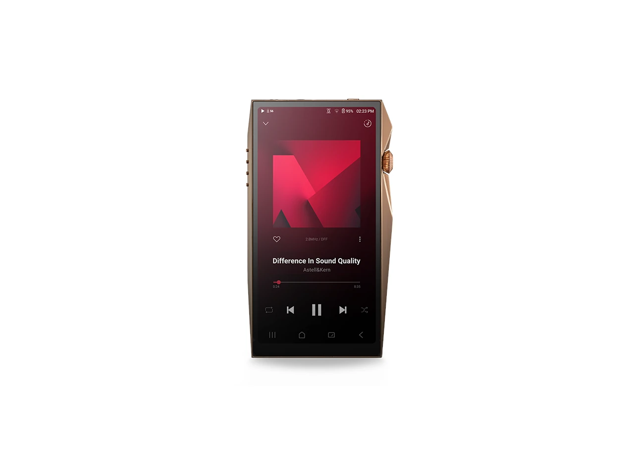 portabler Musikspieler, digitaler Audio-Player, schwarzer Bildschirm, Metallgehäuse, Knopfkrone