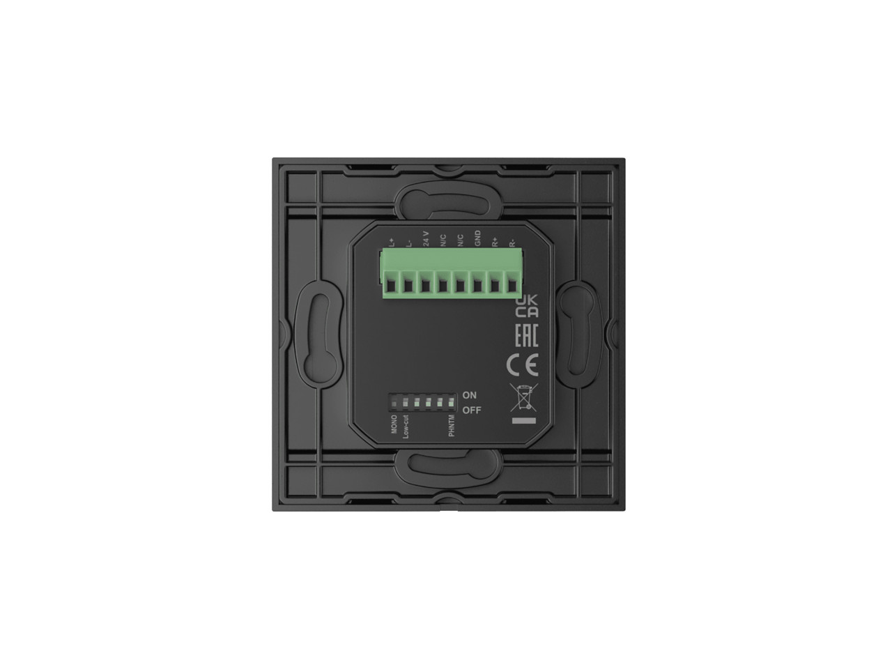 elektronisches Modul, Klemmenblock, grüne Schnittstelle, Vorderansicht, Schalter