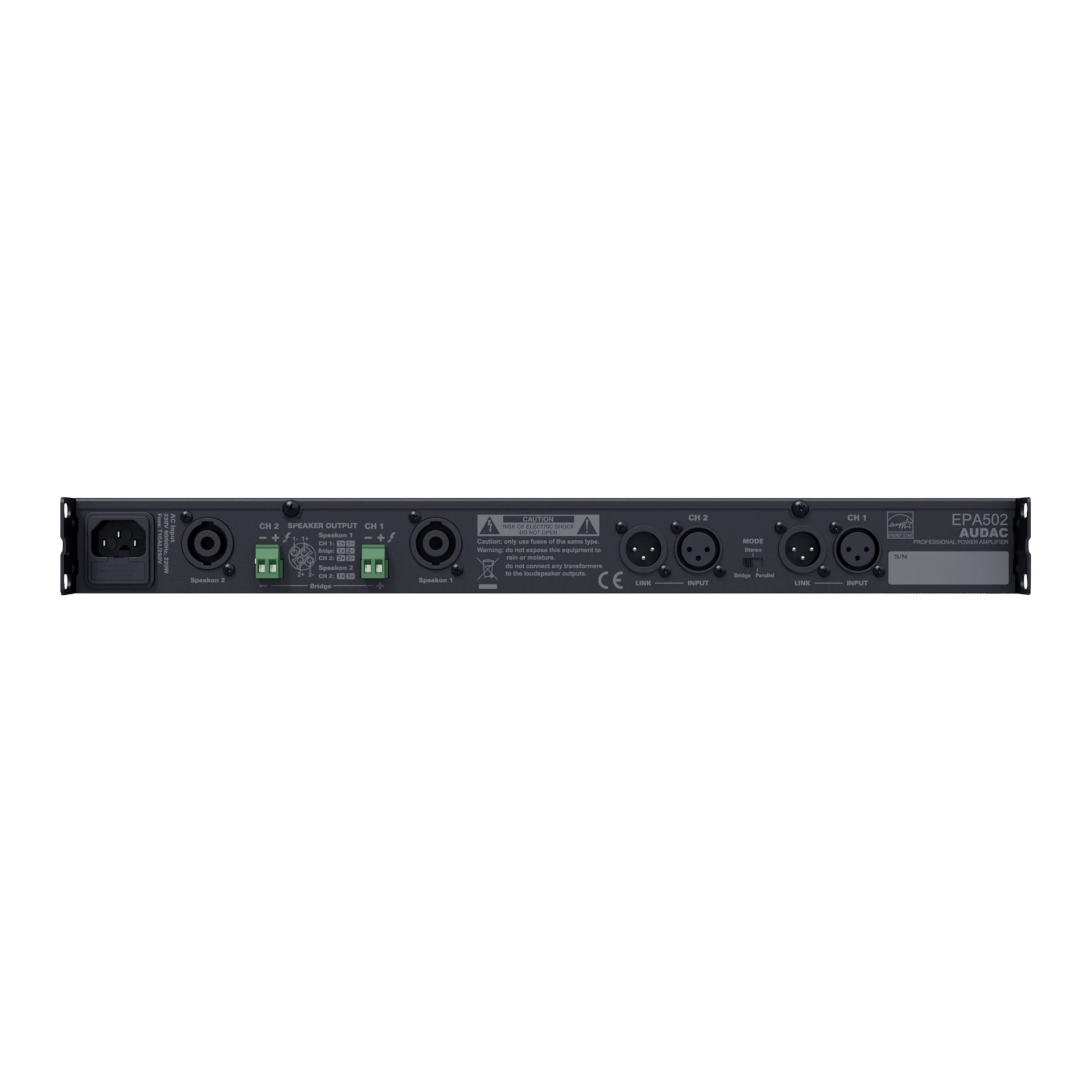 Rackmount, Audio-Schnittstelle, Rückseite, XLR-Eingänge, Netzanschluss