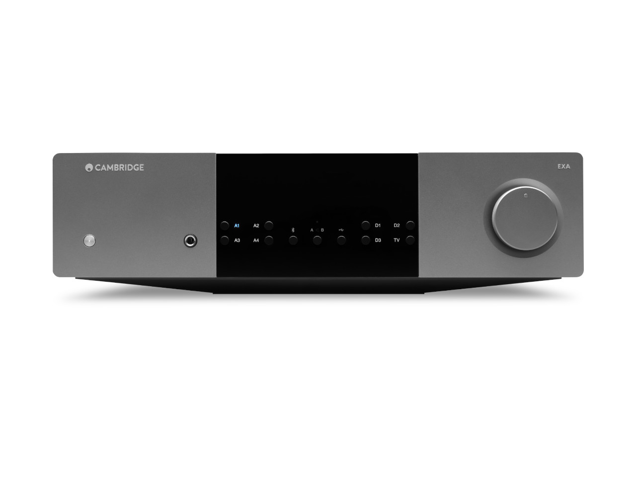 Stereo-Receiver, A/V-Receiver, Silber front, großer Knopf, digitale Anzeige
