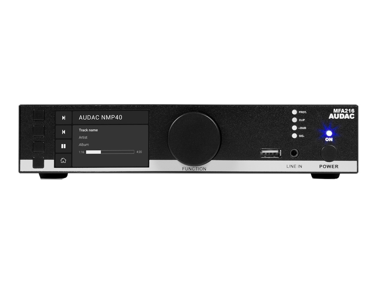 Audioplayer, Rack-Mount, USB, Lautstärkeknopf, Display