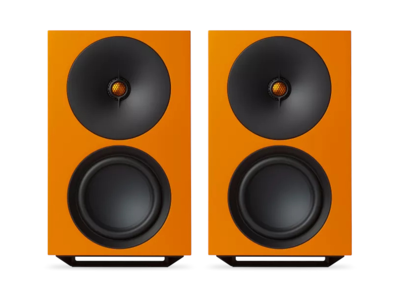 Lautsprecher, Stereosystem, orange Farbe, zweiköpfige Boxen, Lautsprechertreiber