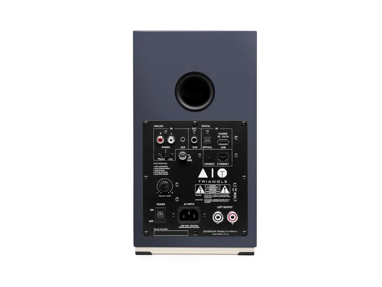 aktiver, subwoofer, lautsprecher, rückseite panel, analoge/digitale eingänge