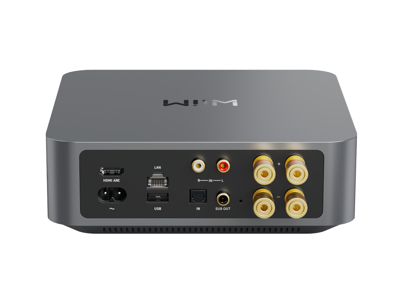 Netzwerk-Player, AV-Receiver, RCA-Anschlüsse, HDMI, USB, LAN, Subwoofer-Ausgang, Stromanschluss