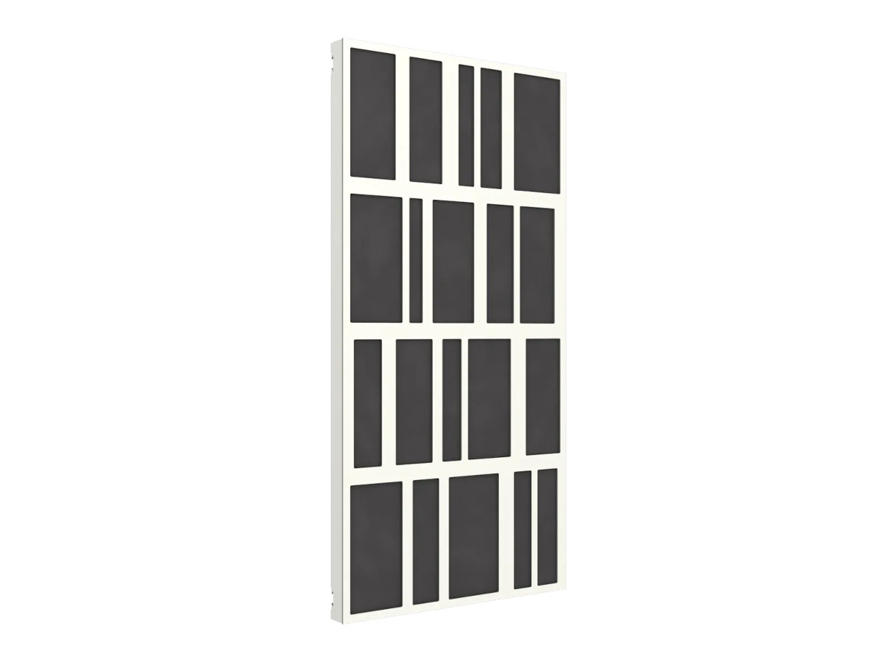 Solarmodul, Photovoltaikmodul, wandmontiert, rechteckige Paneele, schwarze Zellen
