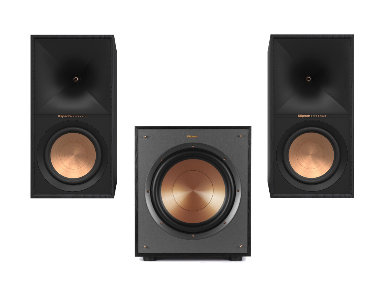 lautsprecher, 3-teiliges system, subwoofer, kupfer, klipsch reference