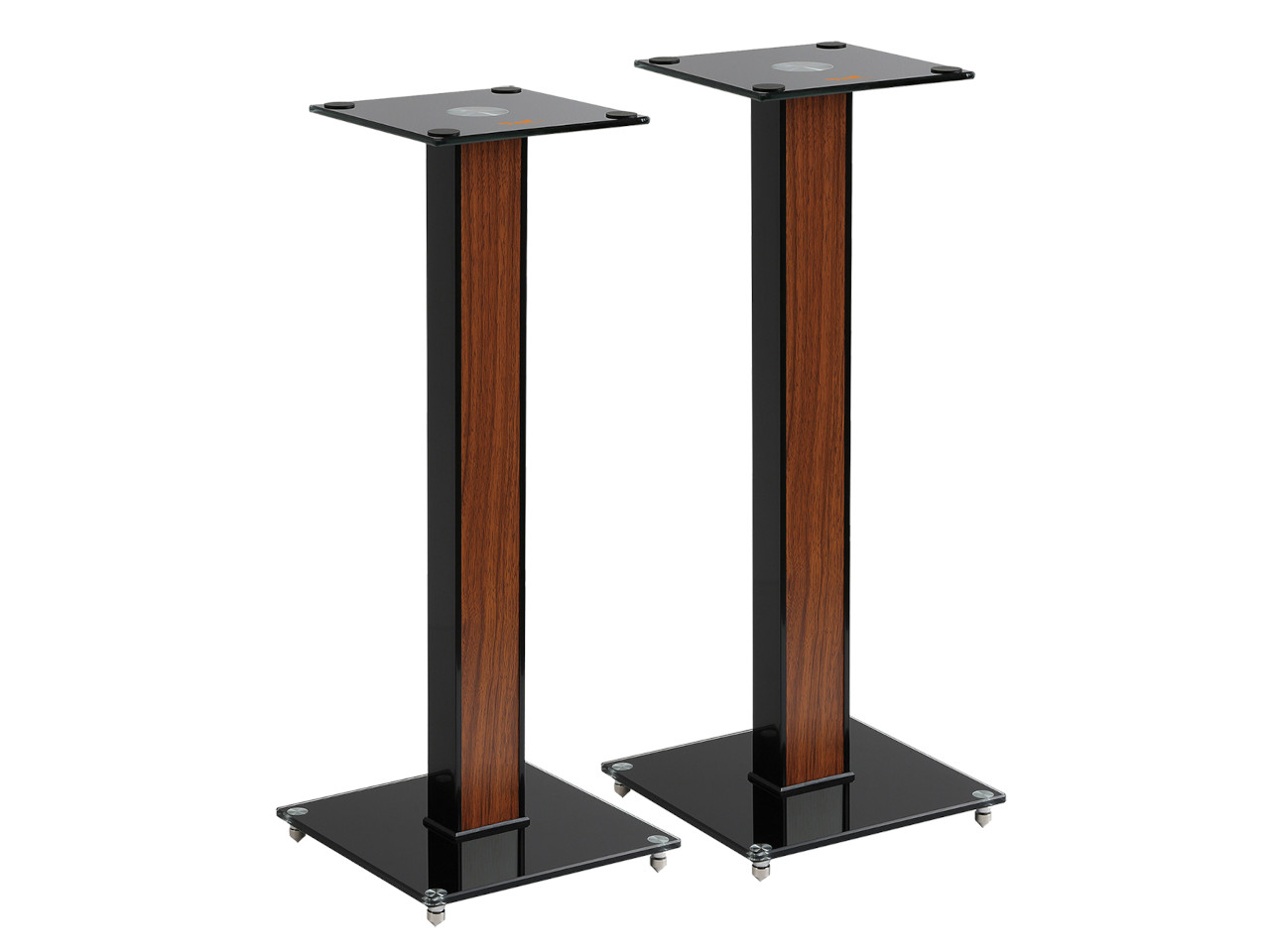Standfuß, Lautsprecherständer, Holz-Akzente, Schwarz, Paar