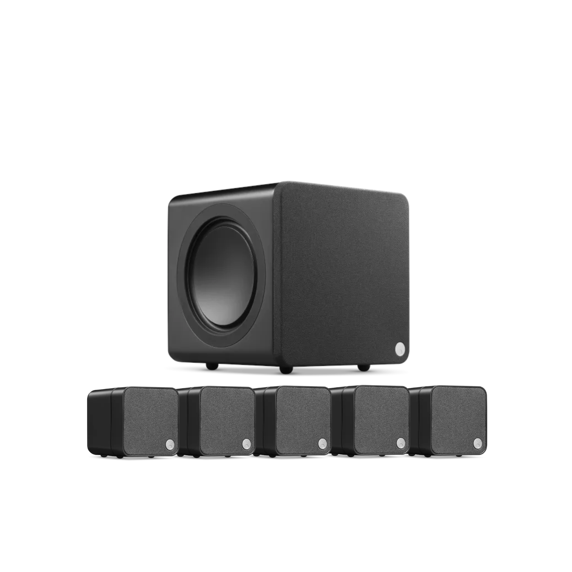 5.1-Lautsprechersystem, Subwoofer, Satellitenlautsprecher, schwarz, Stoffbespannung