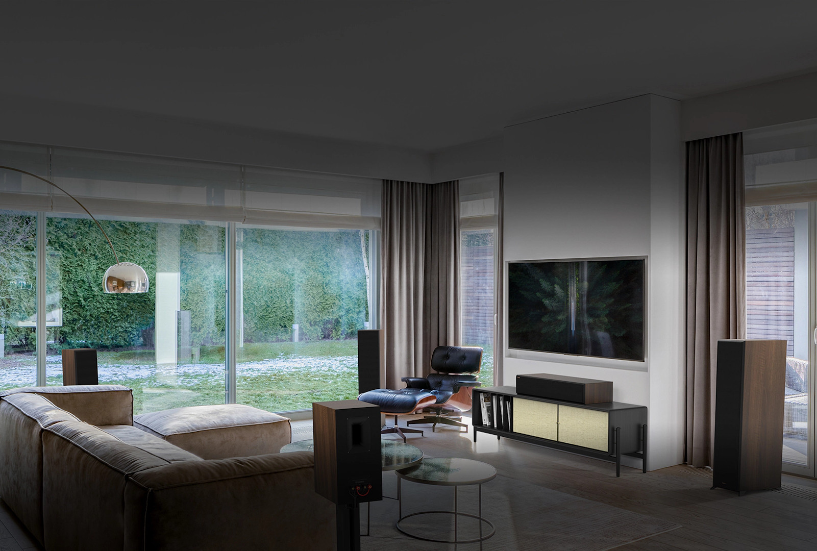 Wohnzimmer, Innenarchitektur, Couch, Überwachen, Bildschirm