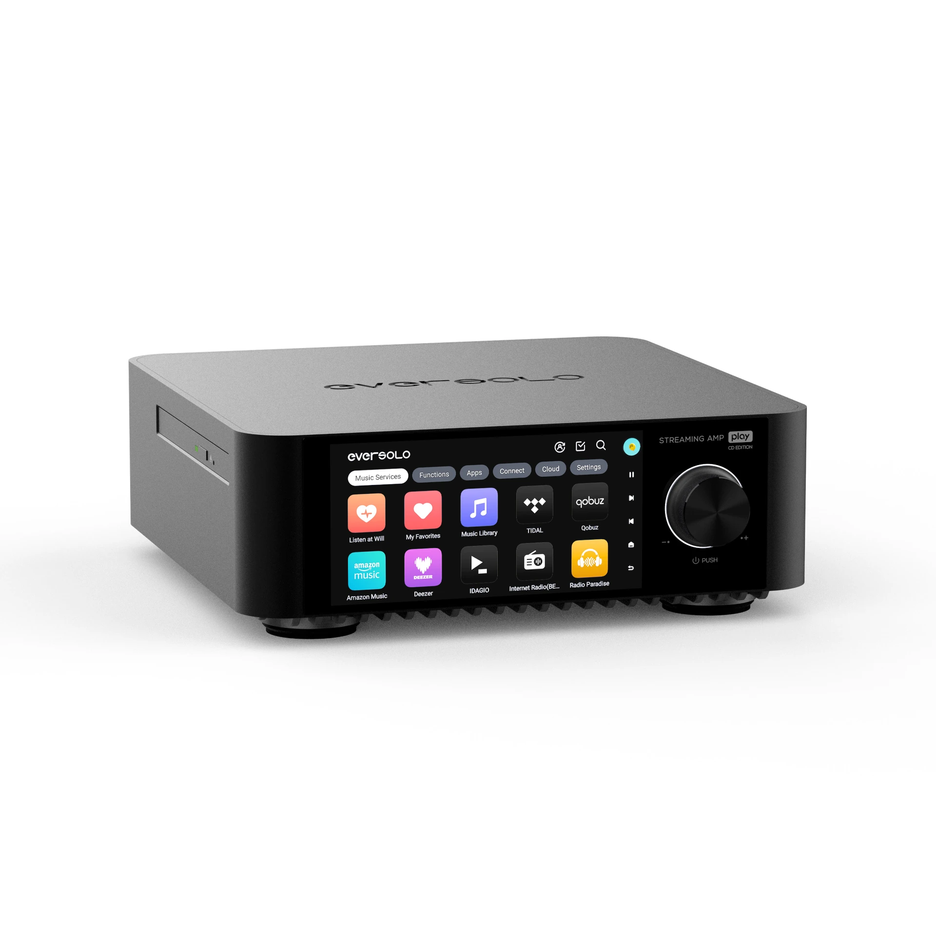 A/V Receiver, Streaming-Verstärker, Berührungssensitive Anzeige, Drehknopf, Kompakt Schwarz