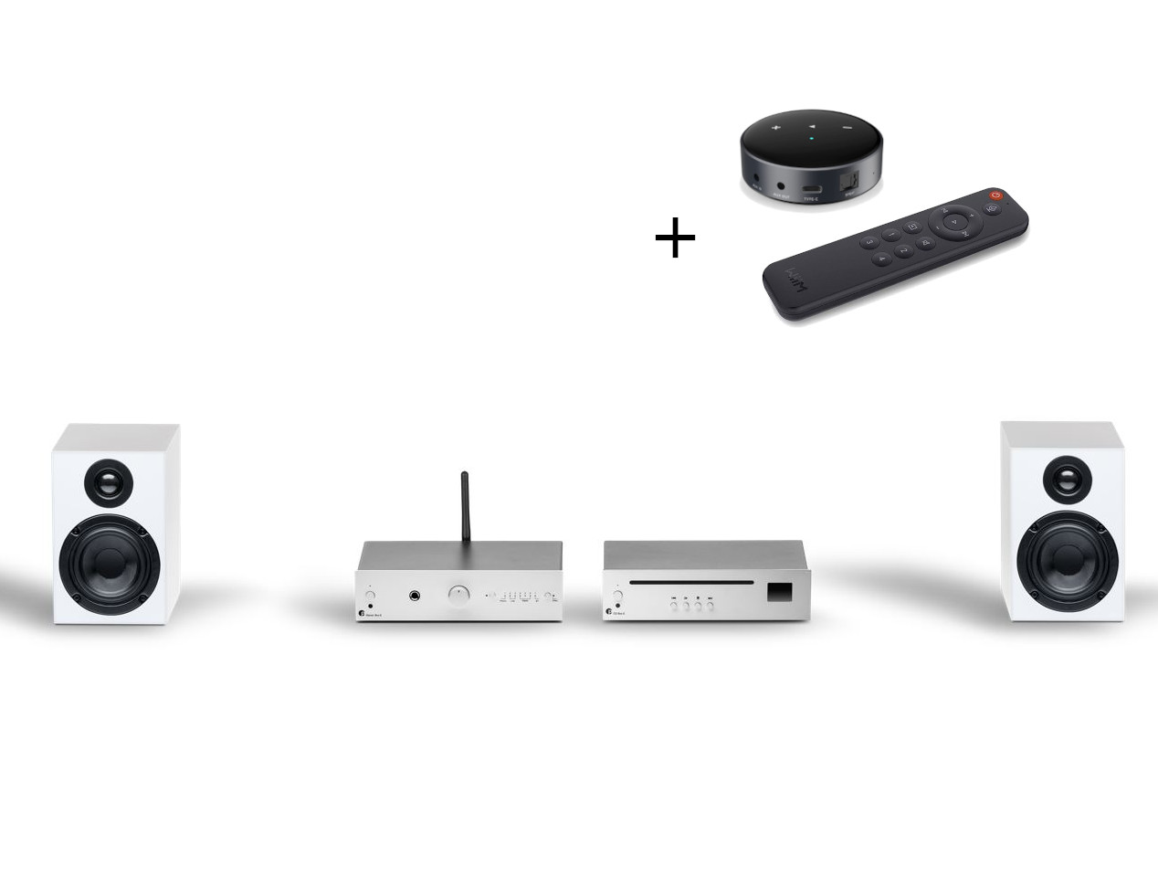 Pro-Ject Stereo Set E CD / WiiM Mini Bundle White Elektronik, Sprecher, Fernsteuerung, Heimkino