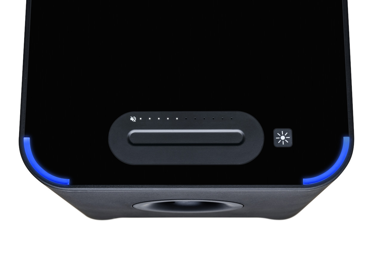 Ladeanschluss, Ladestation, LED-Anzeigen, Bluetooth-Lautsprecher, Docking-Basis